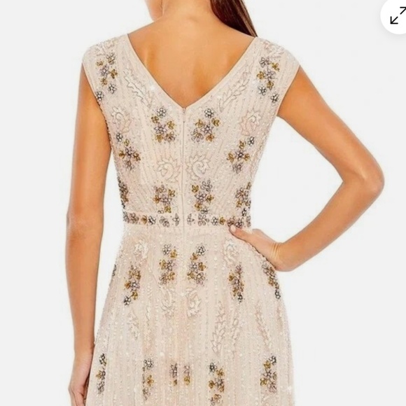 MAC DUGGAL 93575 EMBELLISHED FLORAL WRAP OVER CAP SLEEVE A-LINE BLUSH GOWN sz 10 - Picture 7 of 10